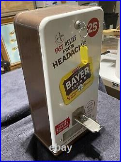 Vintage 1950's (Bayer Aspirin) Coin Operated Vending Machine Dispenser with Key