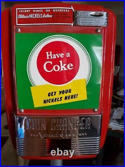 Vintage 1950's Coca Cola Coin ChangerSoda Pop Vending Machine Cast Iron Base