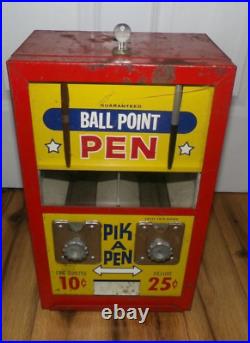 Vintage 1950's Pik A Pen Ball Point Coin Operated Dime. 25 Cent Vending Machine