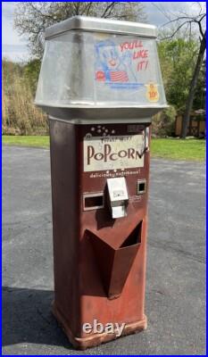 Vintage 1950s Cebco Gold Medal Automatic Popcorn Vending Machine Coin Operated Vintage 1950s Cebco Gold Medal Automatic Popcorn Vending Machine Coin Operated