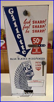 Vintage 1950s Gillette Shaving Razor Blade Vending Machine Dispense Coin-Op