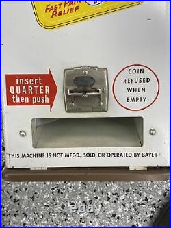 Vintage 25 Cent Coin Operated Bayer Aspirin Vending Machine Dispenser