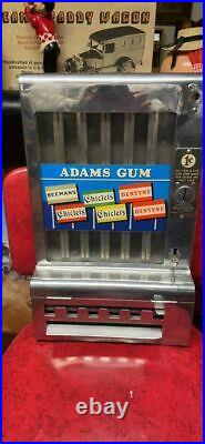 Vintage ADAMS 1 Cent Penny Coin Operated Gum Chiclets Dentyne Dispensing Machine