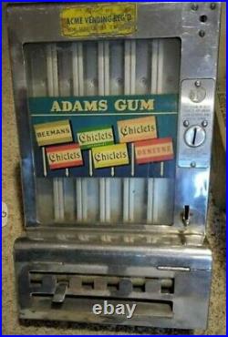 Vintage Adams 1 Penny Coin Operated Gum Chiclets Dentyne Dispensing Machine