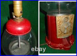 Vintage Antique Lamp Gum Ball Coin Operated Machine Red Country Store Vending
