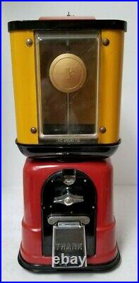 Vintage Antique One Cent Gumball Vending Machine Coin OP 1 cent with Keys