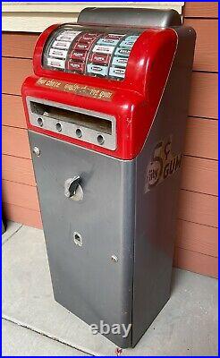 Vintage Coin Op Art Deco 4 Reel Column Floor Console Pack Gum Vending Machine