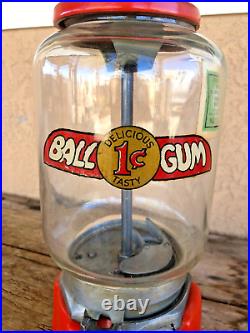 Vintage Coin Op Northwestern One Cent 1 Penny Gumball Machine Working Condition