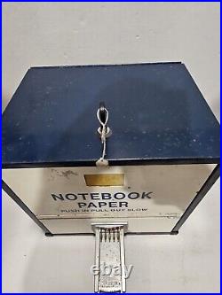 Vintage Coin Operated 75 Cents Notebook Paper Dispenser Vending with Key RARE