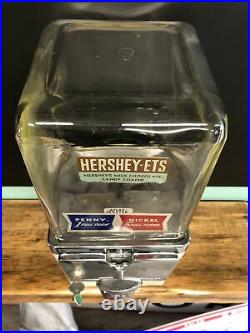 Vintage Coin Operated Candy Dispenser Machine Hersey-Ets 1 Cent Or 5 Cent Rare