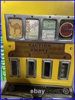 Vintage Coin Operated Cigarette Machine Antique Op Vending Amazing! Works