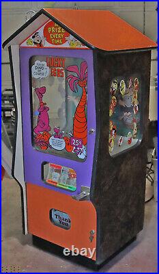 Vintage Coin Operated FLINTSTONES 25c Lucky Egg Prize Vending Arcade Machine A+