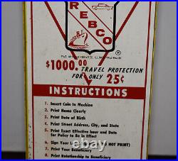 Vintage Coin Operated REBCO Travel Protection Insurance 25 Cent Machine