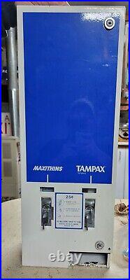 Vintage Dual Maxithins Tampax Tampons Vending Machine Sanitary Napkins Coin Op