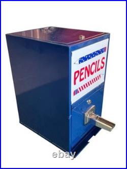 Vintage ESD Pencil Vending Machine Dispenser Coin-Operated Blue Metal E-21258
