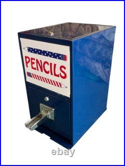 Vintage ESD Pencil Vending Machine Dispenser Coin-Operated Blue Metal E-21258