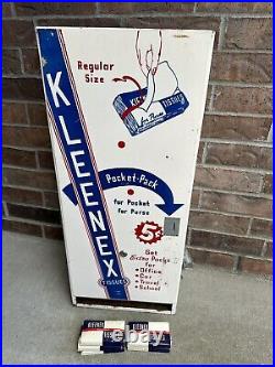 Vintage Enamel Kleenex Coin-op Tissue Dispenser 5 Cent Vending Machine