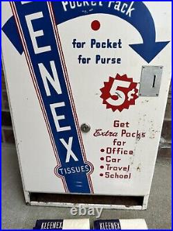 Vintage Enamel Kleenex Coin-op Tissue Dispenser 5 Cent Vending Machine