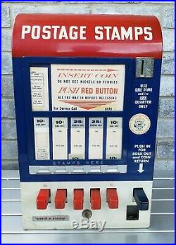 Vintage Hilsum Coin-Op Vend-a-Stamp VS-5 Postage Vending with Key Manual Ephemera