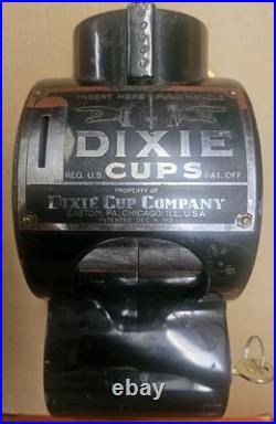 Vintage Original Coin Operated Dixie Cup Dispenser Keys & Mounting Plate Pt 1913