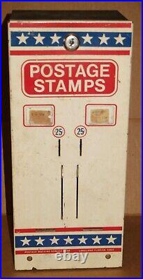 Vintage Postage Stamp Metal Wall Dispenser Vending Machine 25 Cents Coin-op