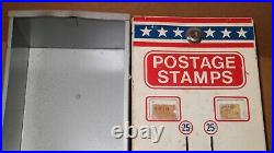 Vintage Postage Stamp Metal Wall Dispenser Vending Machine 25 Cents Coin-op