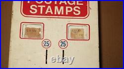 Vintage Postage Stamp Metal Wall Dispenser Vending Machine 25 Cents Coin-op