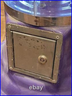 Vintage Purple Gumball Machine Wizard Magic Spiral Coin Track with Key Locking