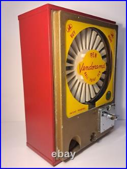 Vintage Rare Metal Body Red Vendorama Coin Op 25¢ Ballpoint Pen Vending Machine