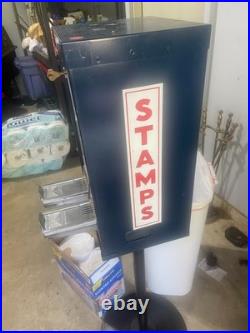 Vintage Stamp & Sticker Vending Machine on Stand Coin Operated, 2-Column