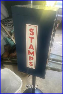 Vintage Stamp & Sticker Vending Machine on Stand Coin Operated, 2-Column
