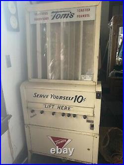 Vintage Toms Toasted Peanuts 10c Vending Machine Gas Station Coin Op Dispenser