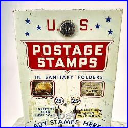 Vintage US Mail Postage Metal Stamp Machine Dispenser Coin 25/25 Cent