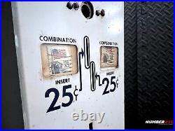 Vintage US Mail Postage Metal Stamp Machine Dispenser Coin Lever 25/25 Cent 15