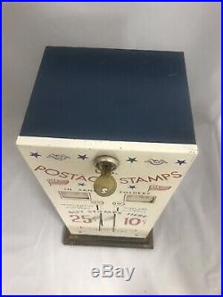 Vintage Usps Postage Stamp Machine Coin Operated Vending 10 25 Cents With Key