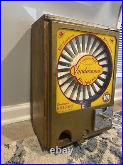 Vintage Vendorama Coin Op 10¢ Ballpoint Pen Vending Machine With Key Wood Glass