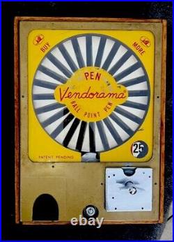 Vintage Vendorama Coin Op 25¢ Ballpoint Pen Vending Machine With Key Functions