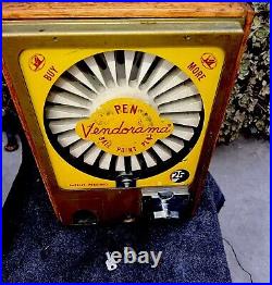 Vintage Vendorama Coin Op 25¢ Ballpoint Pen Vending Machine With Key Functions