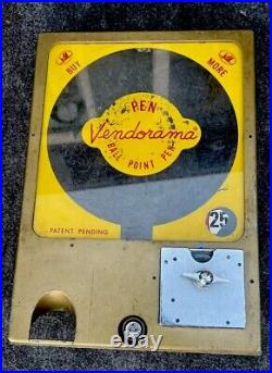 Vintage Vendorama Coin Op 25¢ Ballpoint Pen Vending Machine With Key Functions