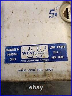 Vintage West Vending Machine Sanitary Napkin Kotex Pad Dispenser Coin Op 5c