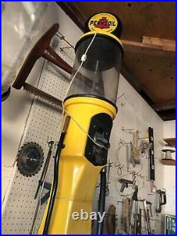 Vintage Yellow Pennzoil 4' Tall Replica Coin Operated Gas Pump Gum Ball Machine
