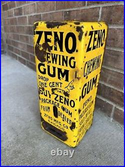 Vintage Zeno Chewing Gum 1-Cent Vending Porcelain Coin Operated Machine Pat 1883