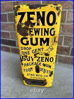 Vintage Zeno Chewing Gum 1-Cent Vending Porcelain Coin Operated Machine Pat 1883