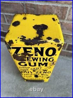 Vintage Zeno Chewing Gum 1-Cent Vending Porcelain Coin Operated Machine Pat 1883