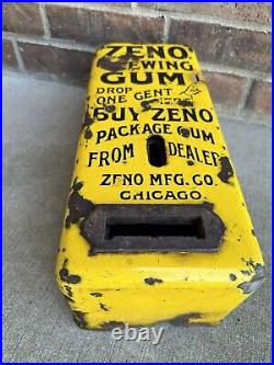 Vintage Zeno Chewing Gum 1-Cent Vending Porcelain Coin Operated Machine Pat 1883