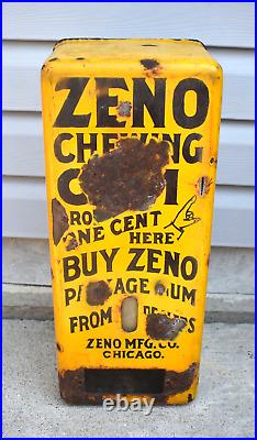 Vintage Zeno Chewing Gum Vending Porcelain Coin Operated Machine FRONT Cover Lid