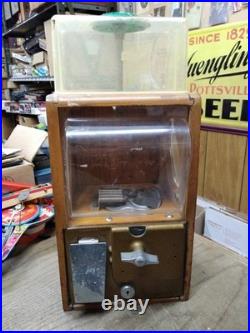 Vtg Victor Co 50s Baby Grand Charm Coin Op Vending Machine Wood Bubblegum Gumbal