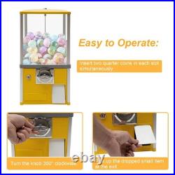 Yellow 25 Cent Coin Gumball Vending Machine with Keys for 1.77-1.97 Inch Ball