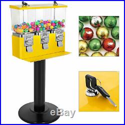 Yellow Bulk Candy Vending Machine Coin Mechanisms Bulk Vendor Triple Dispenser