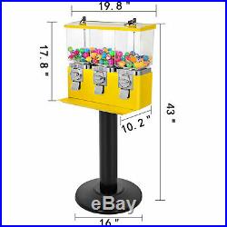 Yellow Triple Bulk Candy Vending Machine Coin Mechanisms Three-head Dispenser